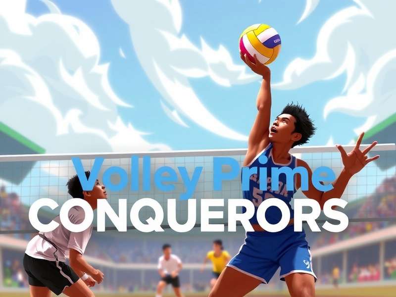 Volley Prime Conquerors Official Cover Volley Prime Conquerors Game Cover showing Indian volleyball players in action